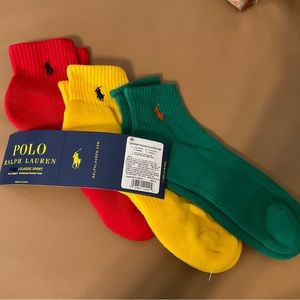 3 Polo Ralph Lauren Quarter Men’s Socks NWOT